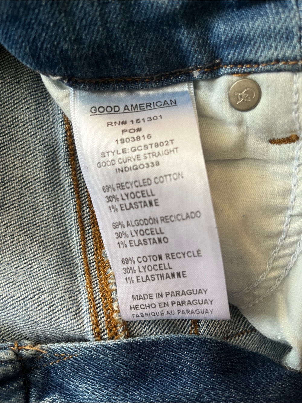 Good American Light Blue Cropped High-Rise Jeans with Frayed Hem - Picture 3 of 8